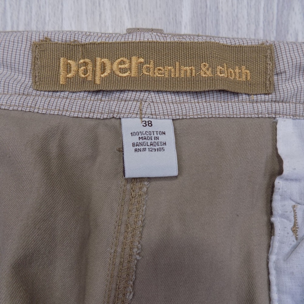 Paper Denim & Cloth Mens Khaki Cotton Twill Cargo Shorts Size 38 Sumer Comfort - Picture 4 of 6